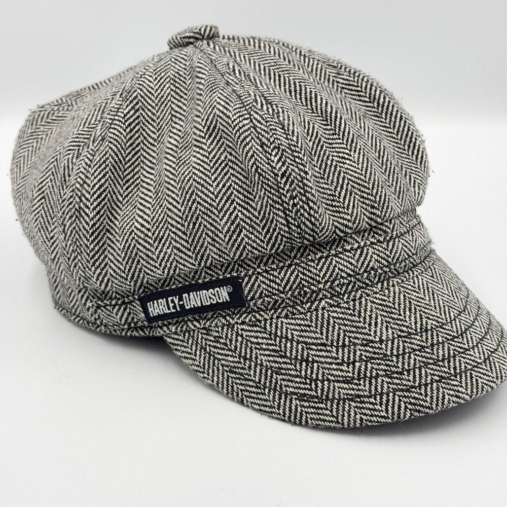 Harley-Davidson Womens Newsboy Trendsetter Black/Gray Tweed Adjustable Cap Hat